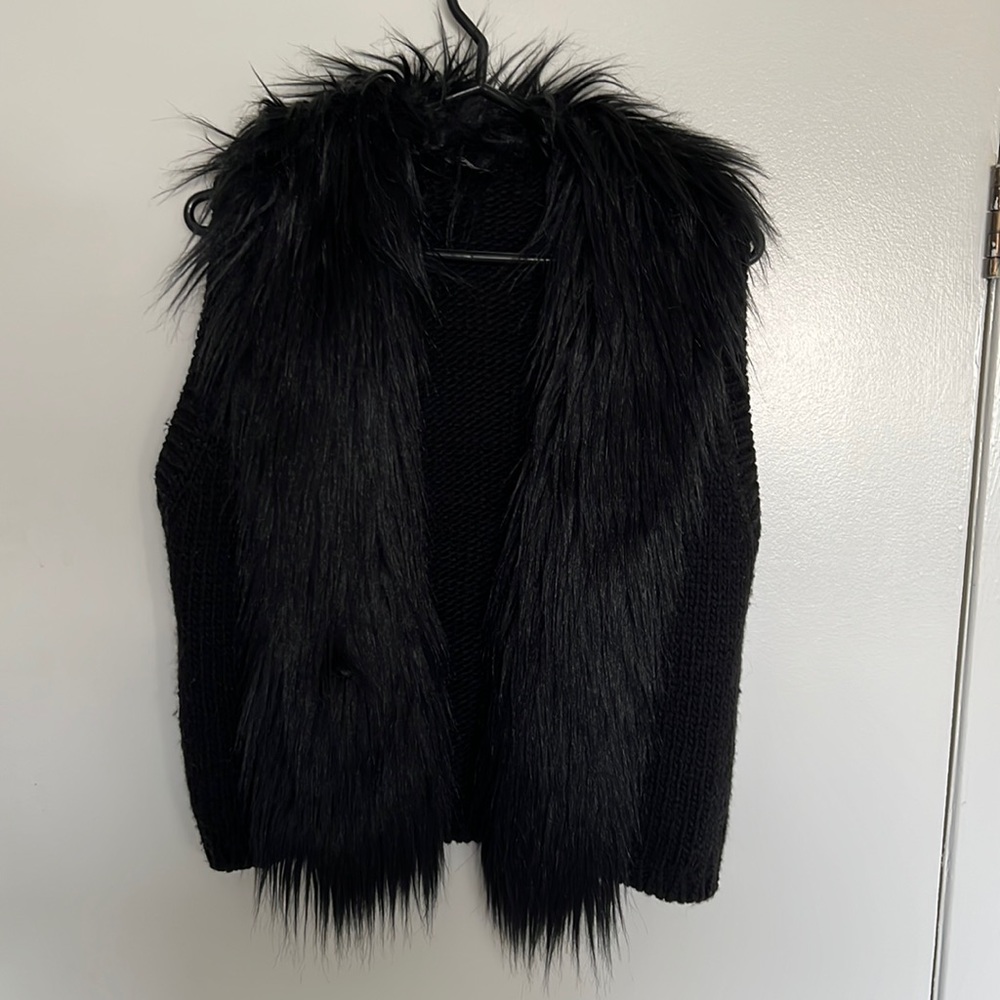 Black faux fur vest